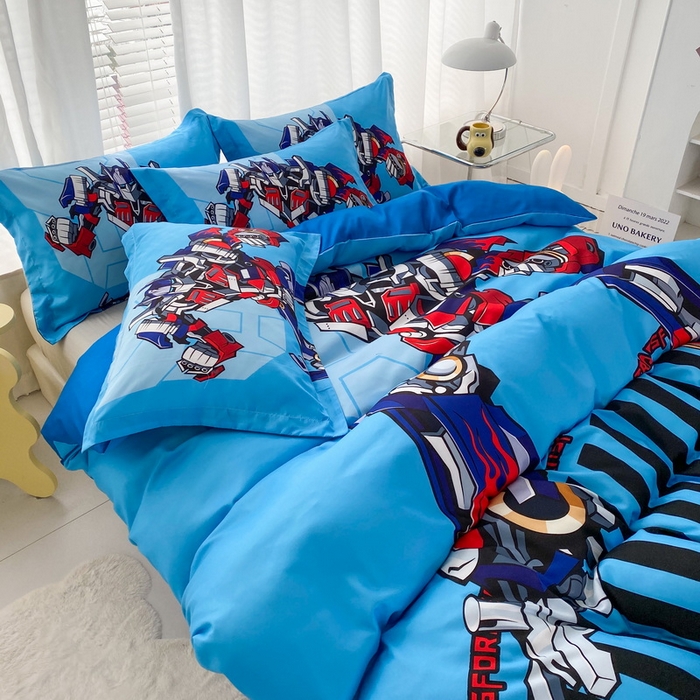 91家纺网 家纺一手货源 找家纺 一电 2026新款卡通被套单件被罩男女儿童学生宿舍单人被单男孩卡幼儿园单人被罩-2.磨毛被套 机器人