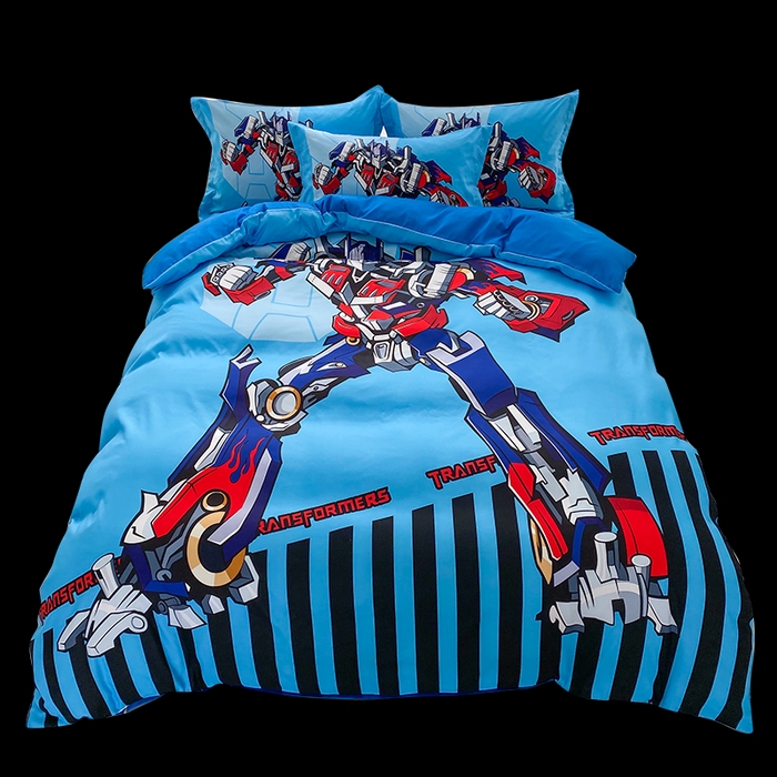 91家纺网 家纺一手货源 找家纺 一电 2026新款卡通被套单件被罩男女儿童学生宿舍单人被单男孩卡幼儿园单人被罩-2.磨毛被套 机器人