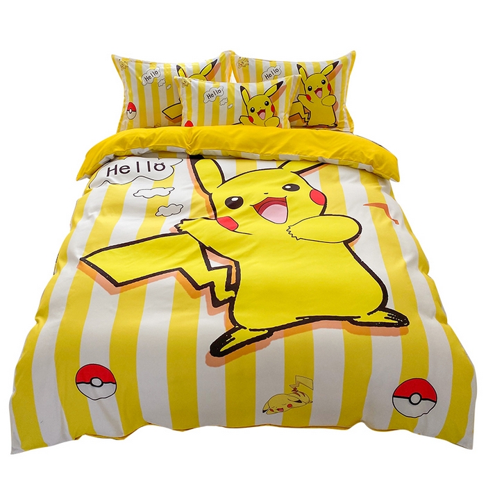 91家纺网 家纺一手货源 找家纺 一电 2026新款卡通被套单件被罩男女儿童学生宿舍单人被单男孩卡幼儿园单人被罩-2.磨毛被套 开心皮卡丘