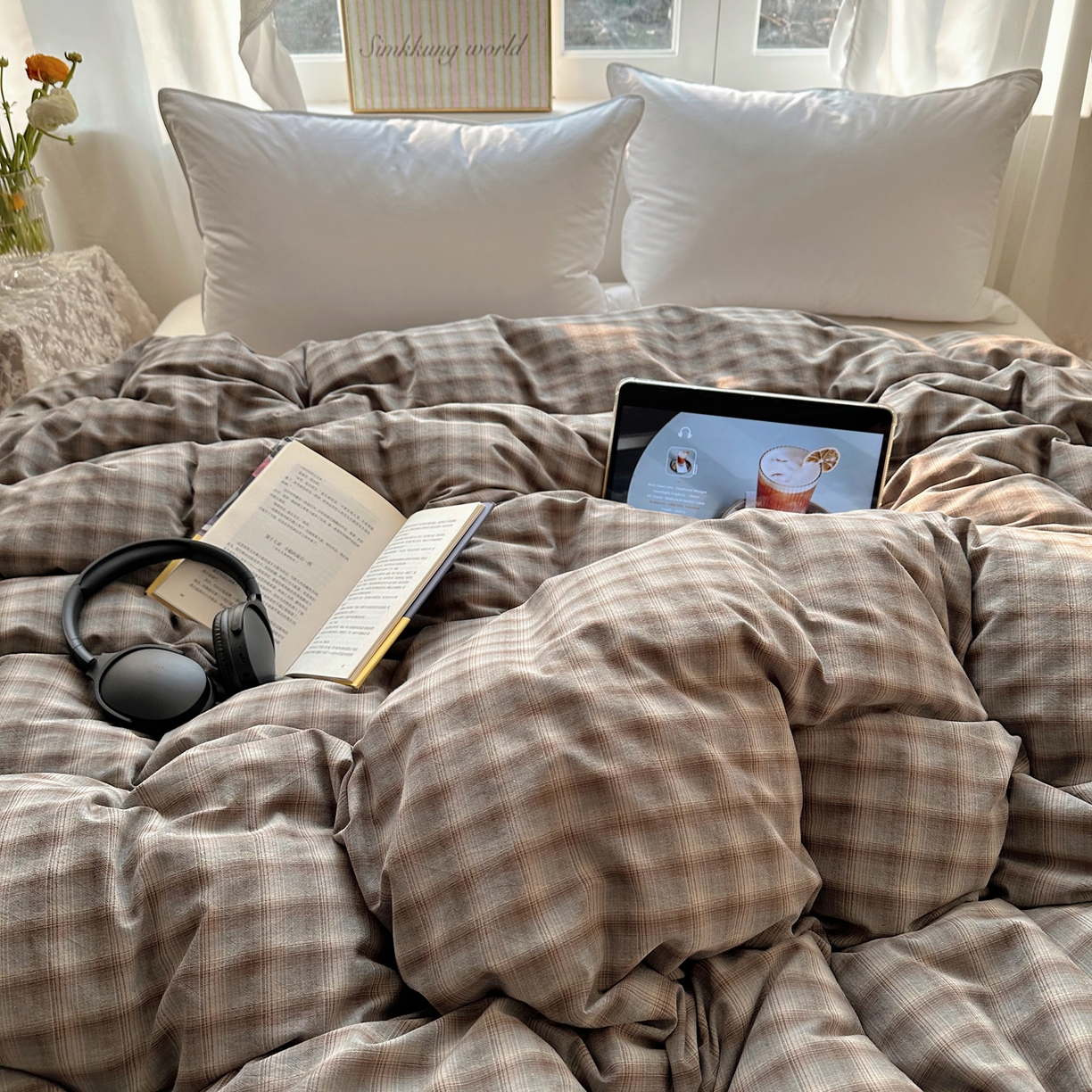 91家纺网 家纺一手货源 找家纺 六巷胡同 2026新款A类全棉纯棉水洗棉色织格子单品被套 被套单件 巷往-蓝格