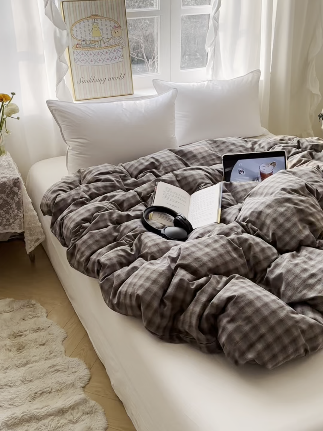 91家纺网 家纺一手货源 找家纺 六巷胡同 2026新款A类全棉纯棉水洗棉色织格子单品被套 被套单件 巷往-蓝格