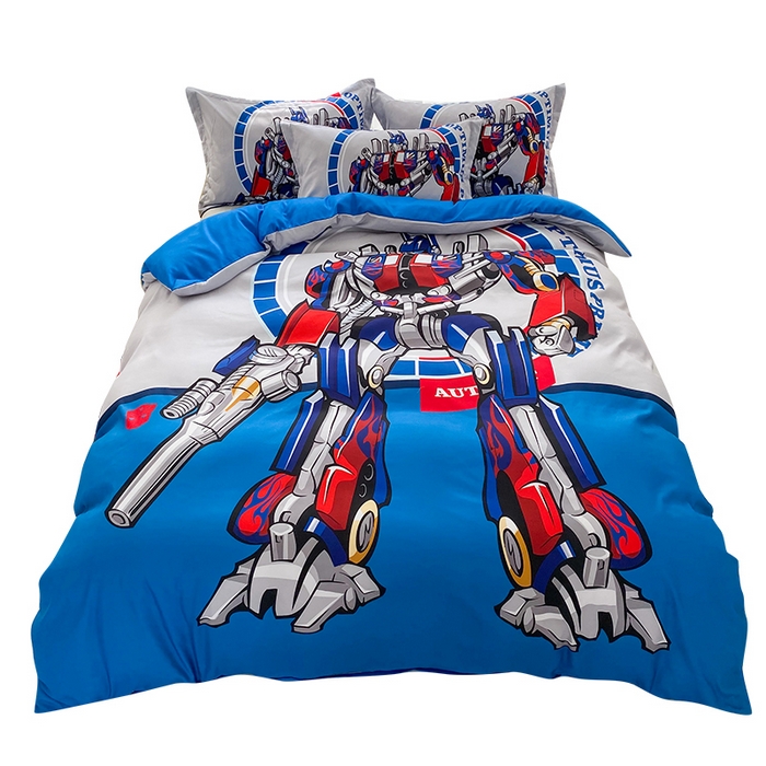 91家纺网 家纺一手货源 找家纺 一电 2026新款卡通被套单件被罩男女儿童学生宿舍单人被单男孩卡幼儿园单人被罩-2.磨毛被套 圈圈机器人