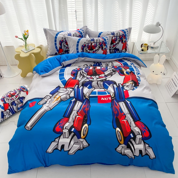 91家纺网 家纺一手货源 找家纺 一电 2026新款卡通被套单件被罩男女儿童学生宿舍单人被单男孩卡幼儿园单人被罩-2.磨毛被套 圈圈机器人