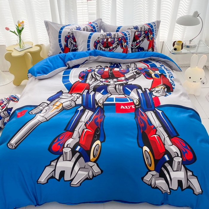 91家纺网 家纺一手货源 找家纺 一电 2026新款卡通被套单件被罩男女儿童学生宿舍单人被单男孩卡幼儿园单人被罩-2.磨毛被套 圈圈机器人