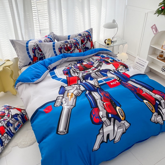 91家纺网 家纺一手货源 找家纺 一电 2026新款卡通被套单件被罩男女儿童学生宿舍单人被单男孩卡幼儿园单人被罩-2.磨毛被套 圈圈机器人