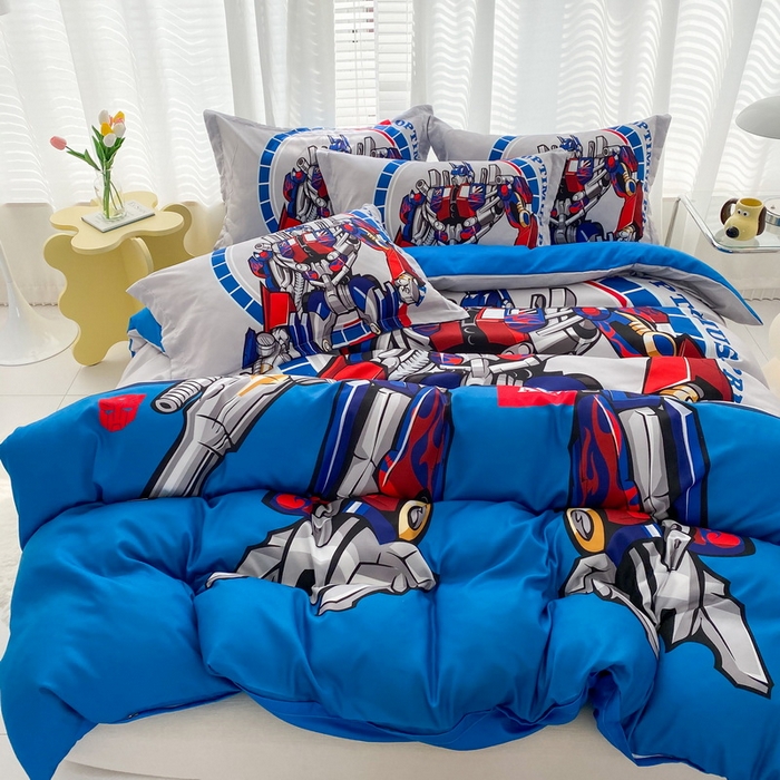 91家纺网 家纺一手货源 找家纺 一电 2026新款卡通被套单件被罩男女儿童学生宿舍单人被单男孩卡幼儿园单人被罩-2.磨毛被套 圈圈机器人