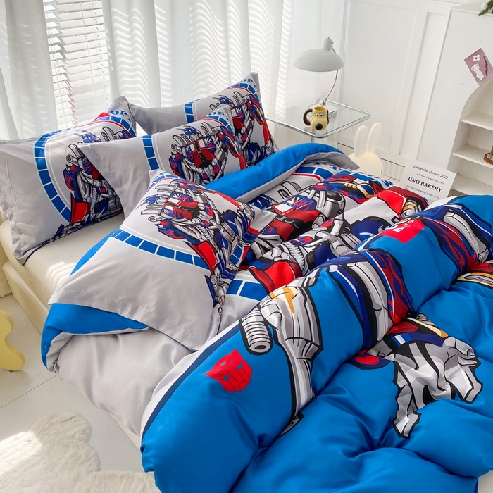 91家纺网 家纺一手货源 找家纺 一电 2026新款卡通被套单件被罩男女儿童学生宿舍单人被单男孩卡幼儿园单人被罩-2.磨毛被套 圈圈机器人