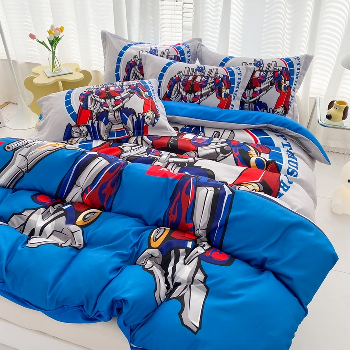 91家纺网 家纺一手货源 找家纺 一电 2026新款卡通被套单件被罩男女儿童学生宿舍单人被单男孩卡幼儿园单人被罩-2.磨毛被套 圈圈机器人