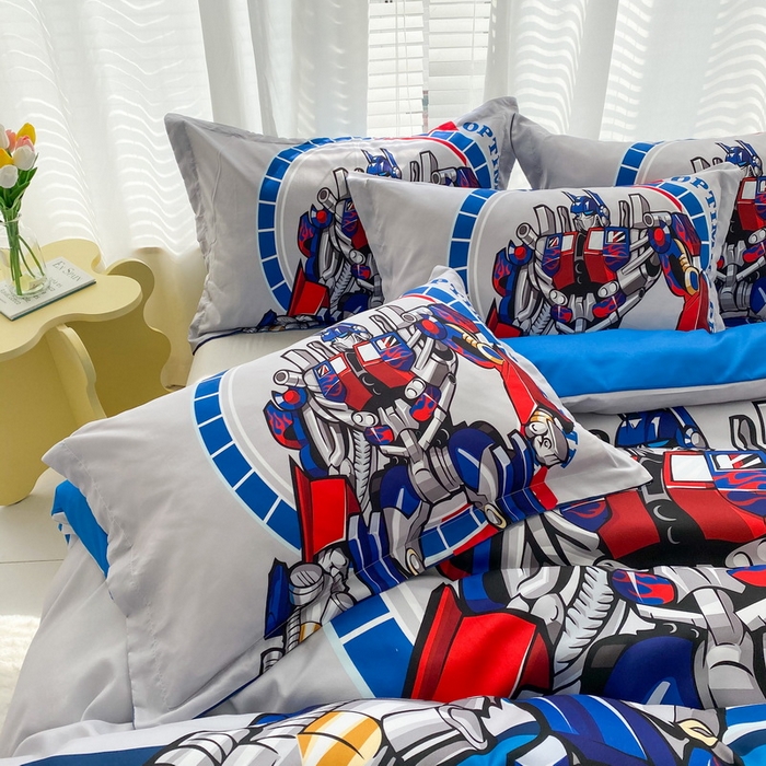 91家纺网 家纺一手货源 找家纺 一电 2026新款卡通被套单件被罩男女儿童学生宿舍单人被单男孩卡幼儿园单人被罩-2.磨毛被套 圈圈机器人