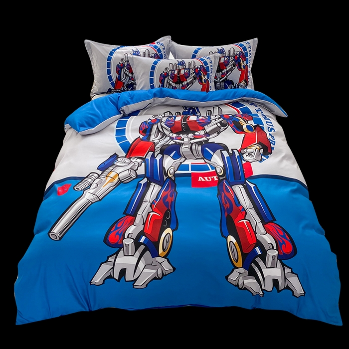 91家纺网 家纺一手货源 找家纺 一电 2026新款卡通被套单件被罩男女儿童学生宿舍单人被单男孩卡幼儿园单人被罩-2.磨毛被套 圈圈机器人