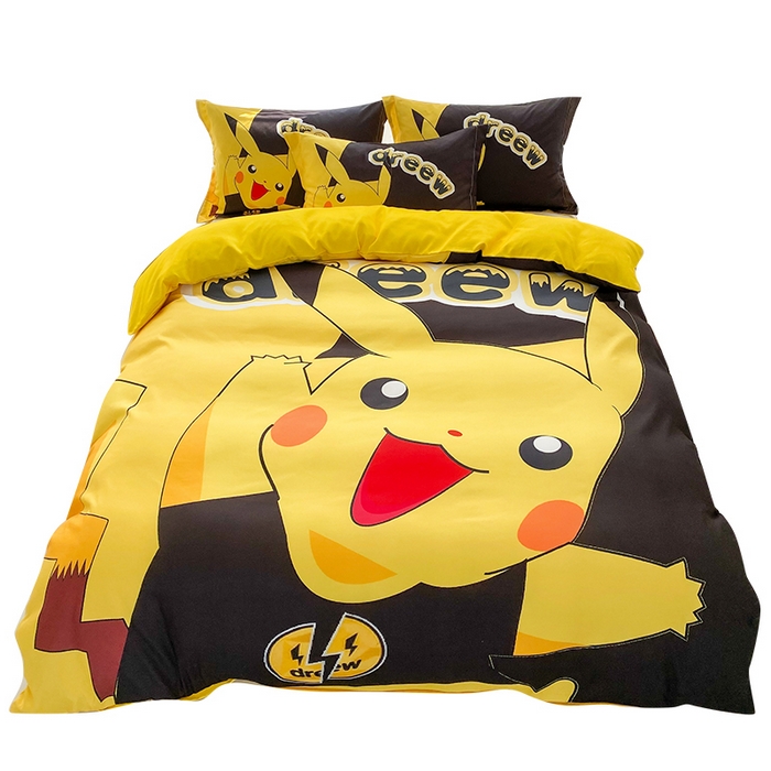 91家纺网 家纺一手货源 找家纺 一电 2026新款卡通被套单件被罩男女儿童学生宿舍单人被单男孩卡幼儿园单人被罩-2.磨毛被套 闪电皮卡丘