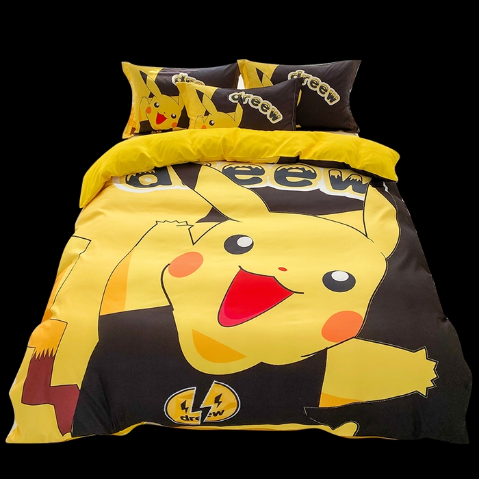 91家纺网 家纺一手货源 找家纺 一电 2026新款卡通被套单件被罩男女儿童学生宿舍单人被单男孩卡幼儿园单人被罩-2.磨毛被套 闪电皮卡丘