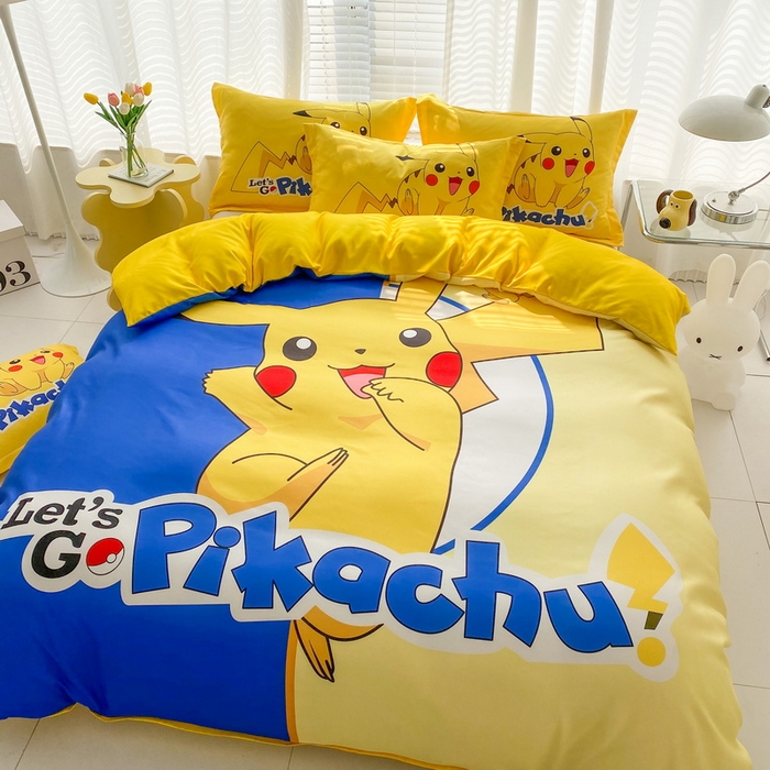 一电 2026新款卡通被套单件被罩男女儿童学生宿舍单人被单男孩卡幼儿园单人被罩-2.磨毛被套 淘气皮卡丘