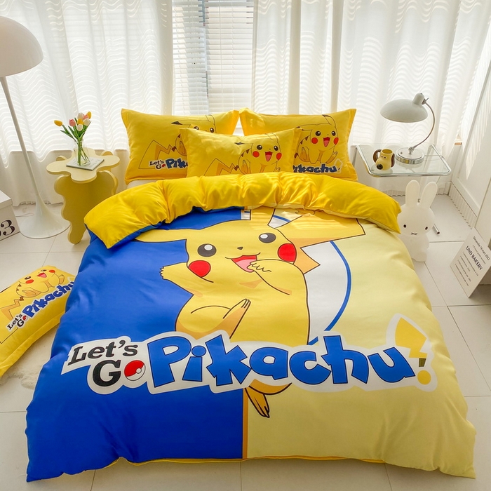 91家纺网 家纺一手货源 找家纺 一电 2026新款卡通被套单件被罩男女儿童学生宿舍单人被单男孩卡幼儿园单人被罩-2.磨毛被套 淘气皮卡丘