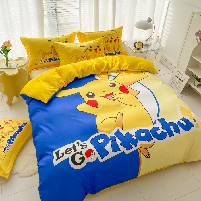 91家纺网 家纺一手货源 找家纺 一电 2026新款卡通被套单件被罩男女儿童学生宿舍单人被单男孩卡幼儿园单人被罩-2.磨毛被套 淘气皮卡丘