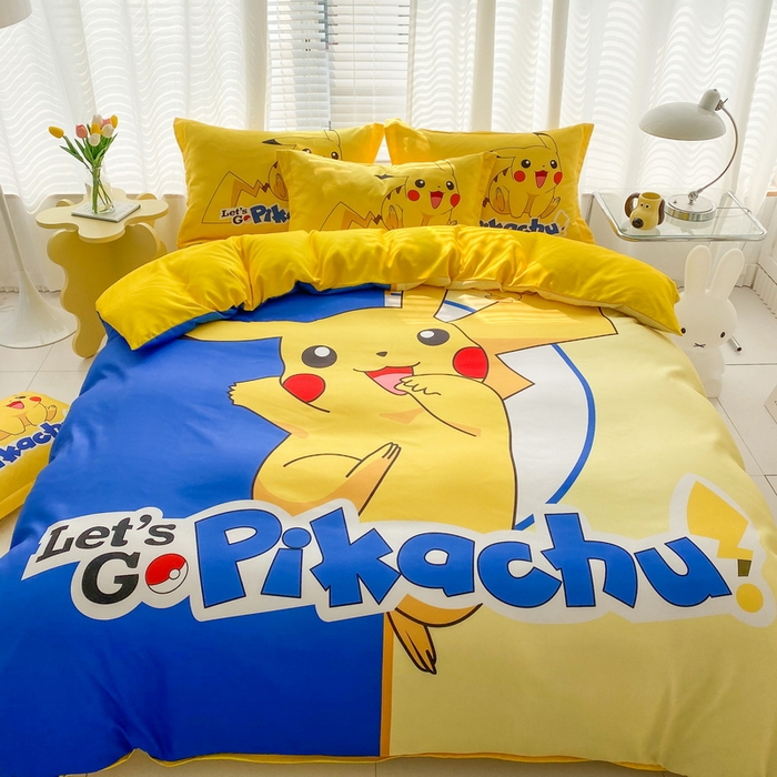 91家纺网 家纺一手货源 找家纺 一电 2026新款卡通被套单件被罩男女儿童学生宿舍单人被单男孩卡幼儿园单人被罩-2.磨毛被套 淘气皮卡丘