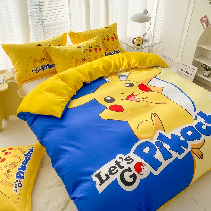 91家纺网 家纺一手货源 找家纺 一电 2026新款卡通被套单件被罩男女儿童学生宿舍单人被单男孩卡幼儿园单人被罩-2.磨毛被套 淘气皮卡丘