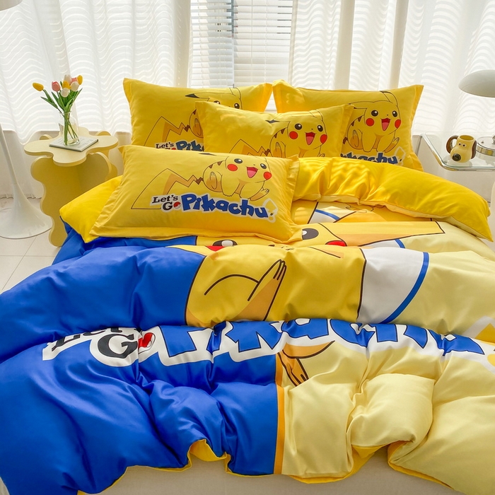 91家纺网 家纺一手货源 找家纺 一电 2026新款卡通被套单件被罩男女儿童学生宿舍单人被单男孩卡幼儿园单人被罩-2.磨毛被套 淘气皮卡丘