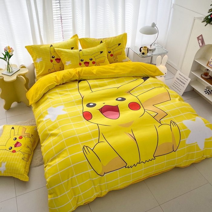 91家纺网 家纺一手货源 找家纺 一电 2026新款卡通被套单件被罩男女儿童学生宿舍单人被单男孩卡幼儿园单人被罩-2.磨毛被套 网红皮卡丘