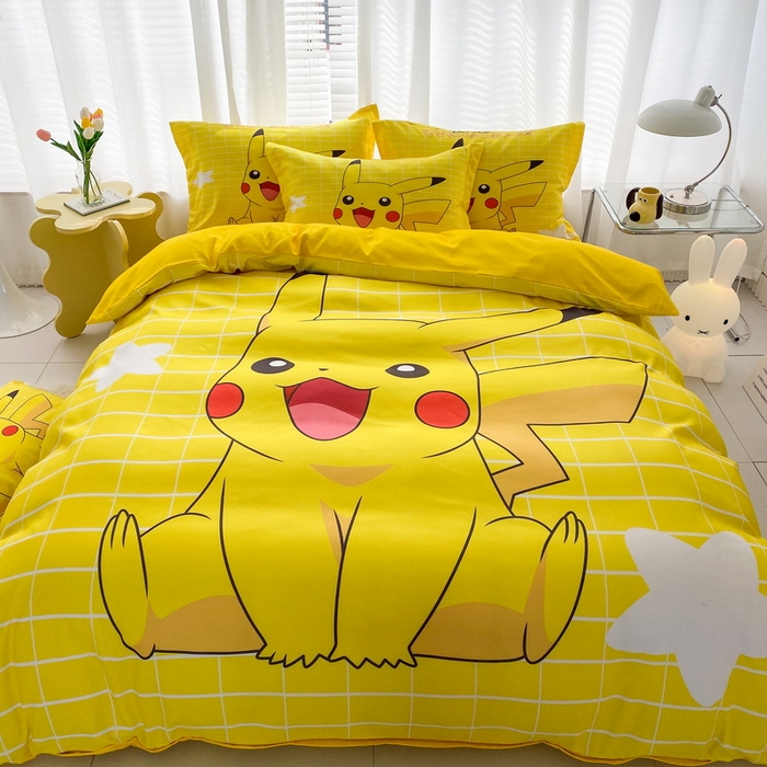 91家纺网 家纺一手货源 找家纺 一电 2026新款卡通被套单件被罩男女儿童学生宿舍单人被单男孩卡幼儿园单人被罩-2.磨毛被套 网红皮卡丘