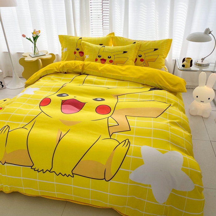 91家纺网 家纺一手货源 找家纺 一电 2026新款卡通被套单件被罩男女儿童学生宿舍单人被单男孩卡幼儿园单人被罩-2.磨毛被套 网红皮卡丘