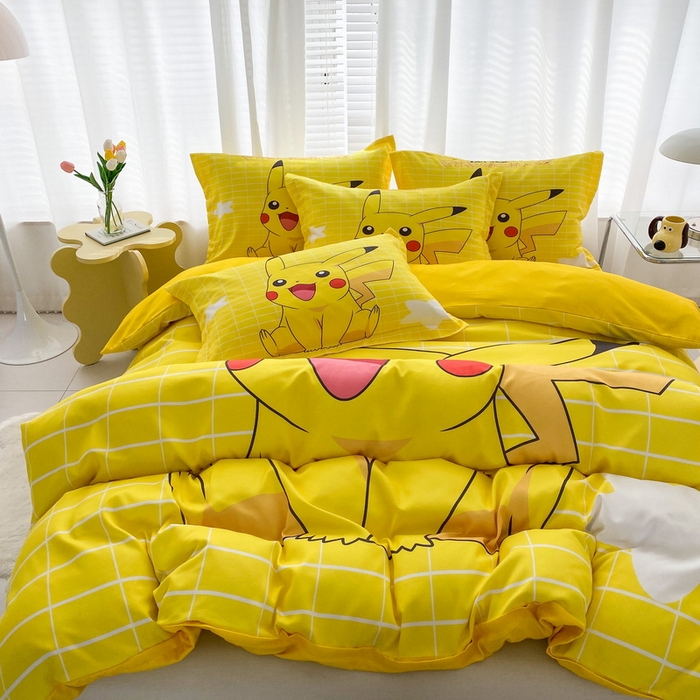 91家纺网 家纺一手货源 找家纺 一电 2026新款卡通被套单件被罩男女儿童学生宿舍单人被单男孩卡幼儿园单人被罩-2.磨毛被套 网红皮卡丘