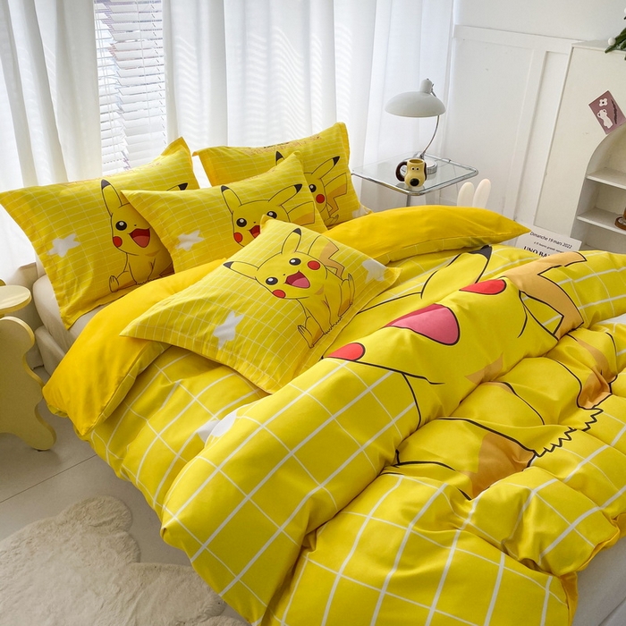 91家纺网 家纺一手货源 找家纺 一电 2026新款卡通被套单件被罩男女儿童学生宿舍单人被单男孩卡幼儿园单人被罩-2.磨毛被套 网红皮卡丘