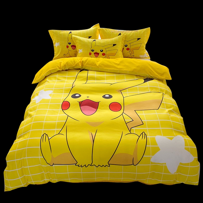 91家纺网 家纺一手货源 找家纺 一电 2026新款卡通被套单件被罩男女儿童学生宿舍单人被单男孩卡幼儿园单人被罩-2.磨毛被套 网红皮卡丘