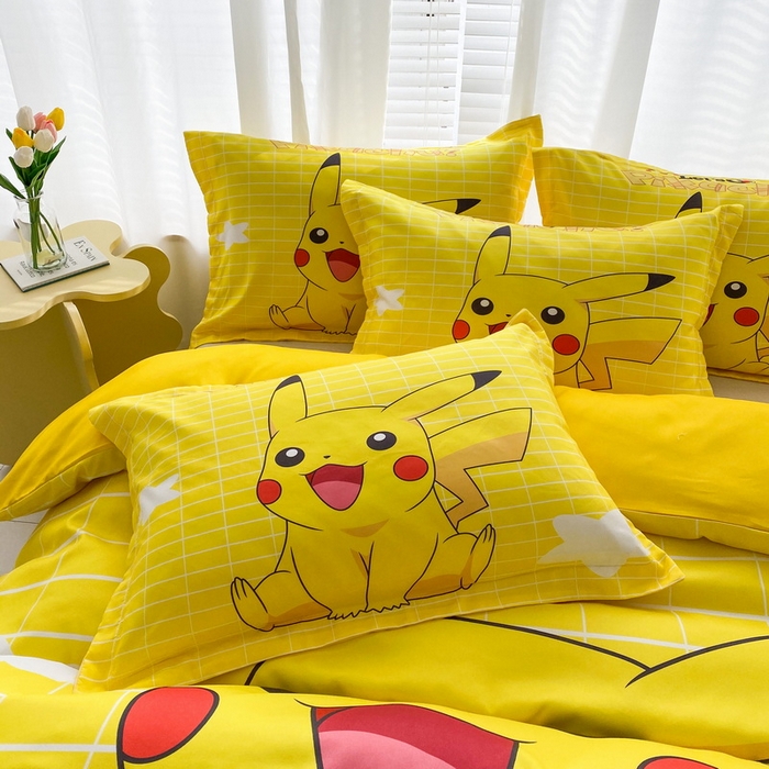 91家纺网 家纺一手货源 找家纺 一电 2026新款卡通被套单件被罩男女儿童学生宿舍单人被单男孩卡幼儿园单人被罩-2.磨毛被套 网红皮卡丘