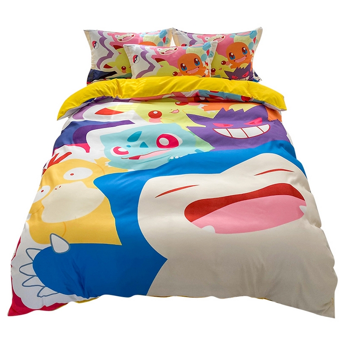 91家纺网 家纺一手货源 找家纺 一电 2026新款卡通被套单件被罩男女儿童学生宿舍单人被单男孩卡幼儿园单人被罩-2.磨毛被套 嘻嘻皮卡丘