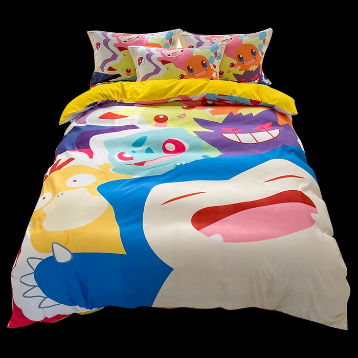 91家纺网 家纺一手货源 找家纺 一电 2026新款卡通被套单件被罩男女儿童学生宿舍单人被单男孩卡幼儿园单人被罩-2.磨毛被套 嘻嘻皮卡丘