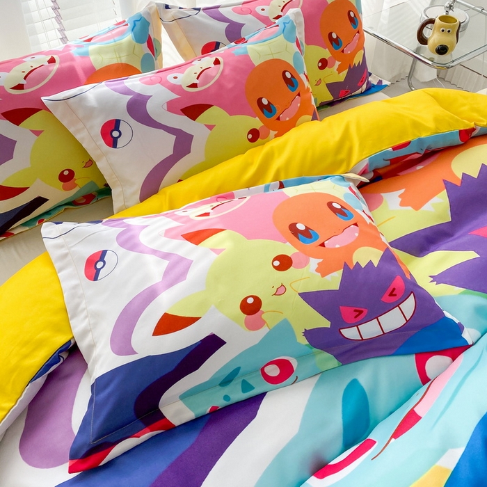 91家纺网 家纺一手货源 找家纺 一电 2026新款卡通被套单件被罩男女儿童学生宿舍单人被单男孩卡幼儿园单人被罩-2.磨毛被套 嘻嘻皮卡丘