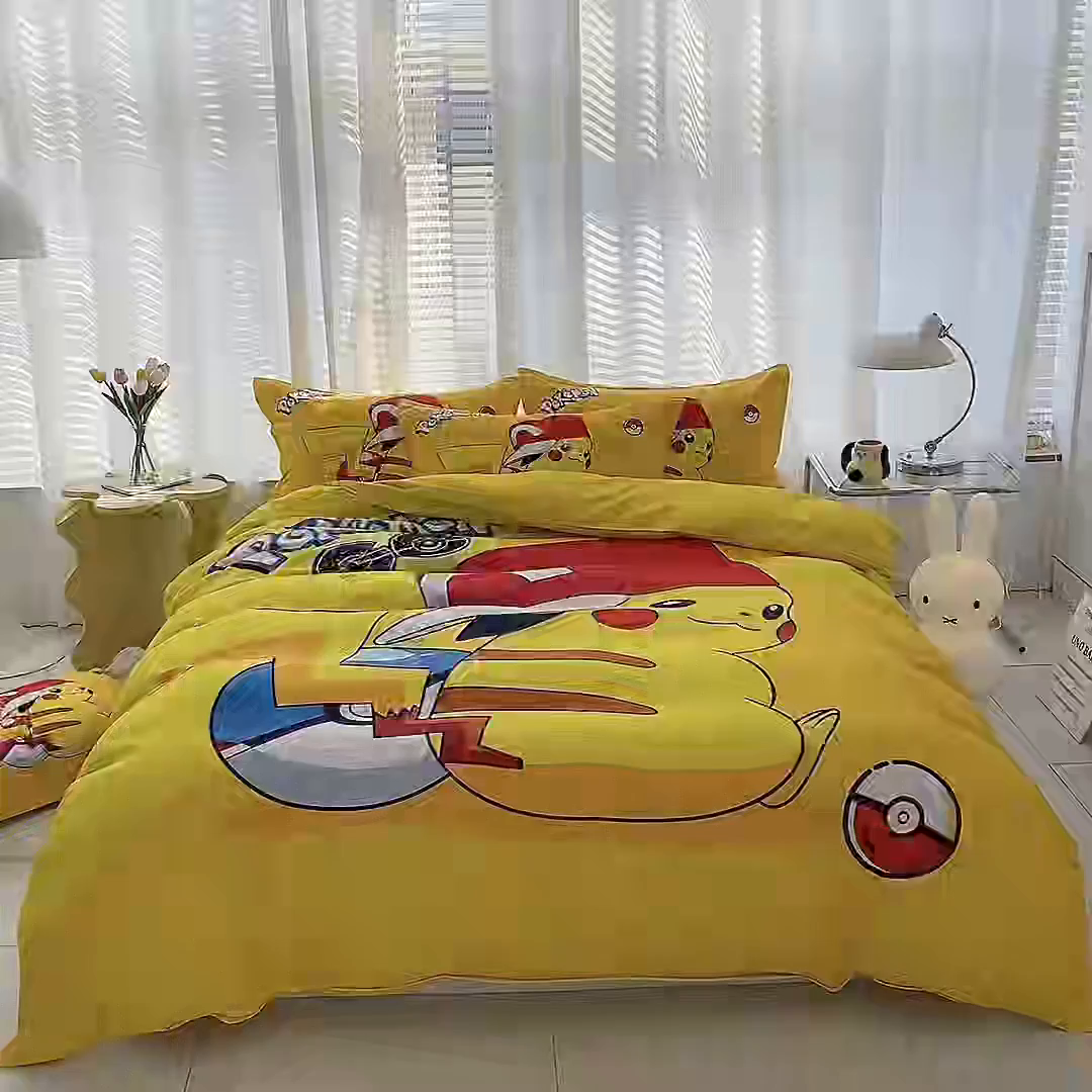 91家纺网 家纺一手货源 找家纺 一电 2026新款卡通被套单件被罩男女儿童学生宿舍单人被单男孩卡幼儿园单人被罩-2.磨毛被套 小红帽皮卡丘