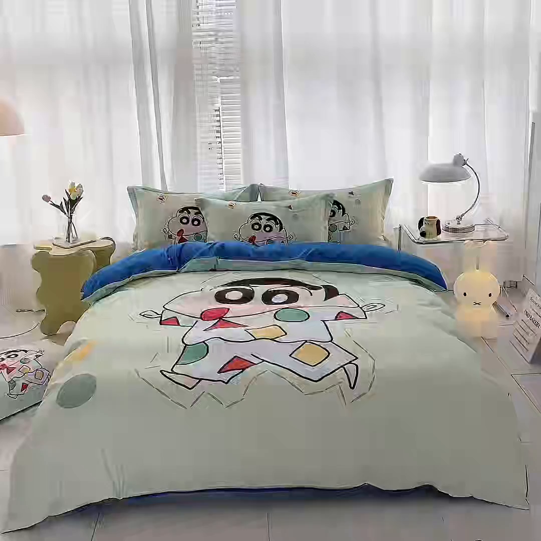 91家纺网 家纺一手货源 找家纺 一电 2026新款卡通被套单件被罩男女儿童学生宿舍单人被单男孩卡幼儿园单人被罩-2.磨毛被套 小新