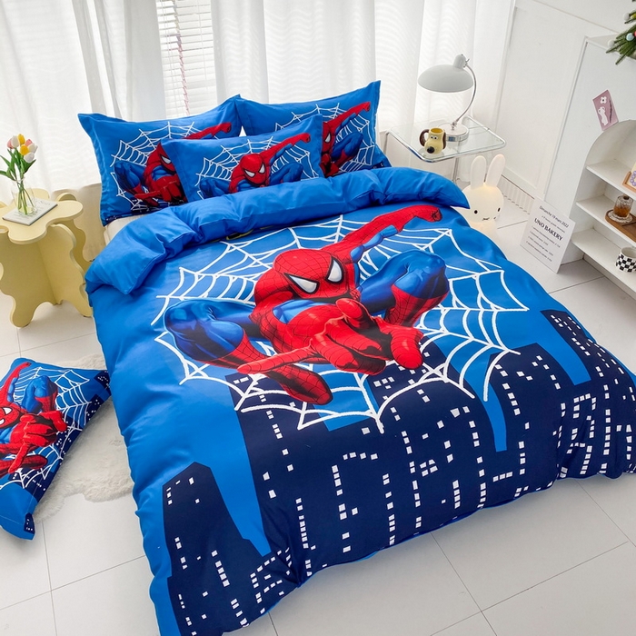 91家纺网 家纺一手货源 找家纺 一电 2026新款卡通被套单件被罩男女儿童学生宿舍单人被单男孩卡幼儿园单人被罩-2.磨毛被套 蜘蛛侠