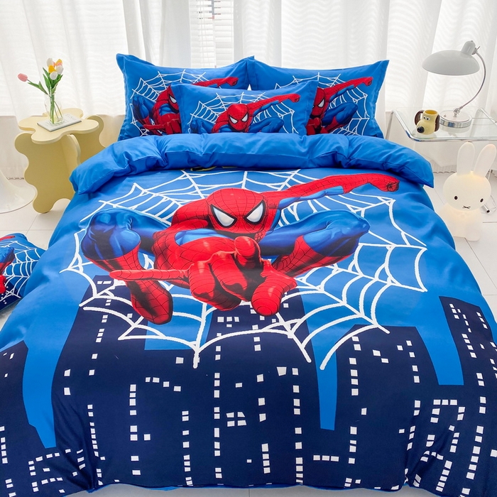 91家纺网 家纺一手货源 找家纺 一电 2026新款卡通被套单件被罩男女儿童学生宿舍单人被单男孩卡幼儿园单人被罩-2.磨毛被套 蜘蛛侠