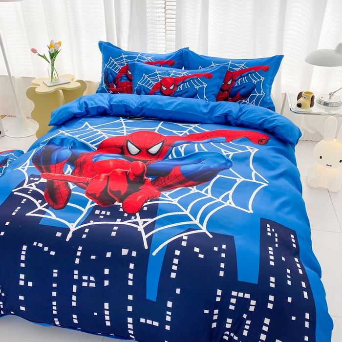 91家纺网 家纺一手货源 找家纺 一电 2026新款卡通被套单件被罩男女儿童学生宿舍单人被单男孩卡幼儿园单人被罩-2.磨毛被套 蜘蛛侠