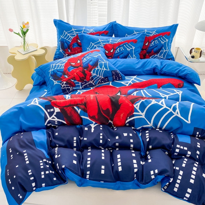 91家纺网 家纺一手货源 找家纺 一电 2026新款卡通被套单件被罩男女儿童学生宿舍单人被单男孩卡幼儿园单人被罩-2.磨毛被套 蜘蛛侠