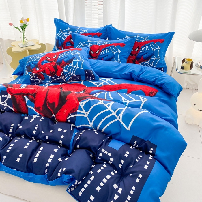 91家纺网 家纺一手货源 找家纺 一电 2026新款卡通被套单件被罩男女儿童学生宿舍单人被单男孩卡幼儿园单人被罩-2.磨毛被套 蜘蛛侠