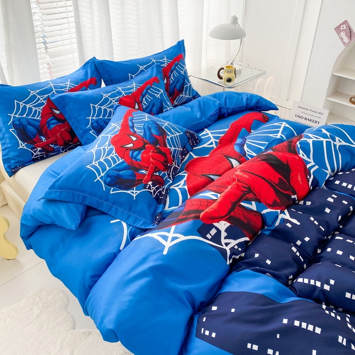 91家纺网 家纺一手货源 找家纺 一电 2026新款卡通被套单件被罩男女儿童学生宿舍单人被单男孩卡幼儿园单人被罩-2.磨毛被套 蜘蛛侠