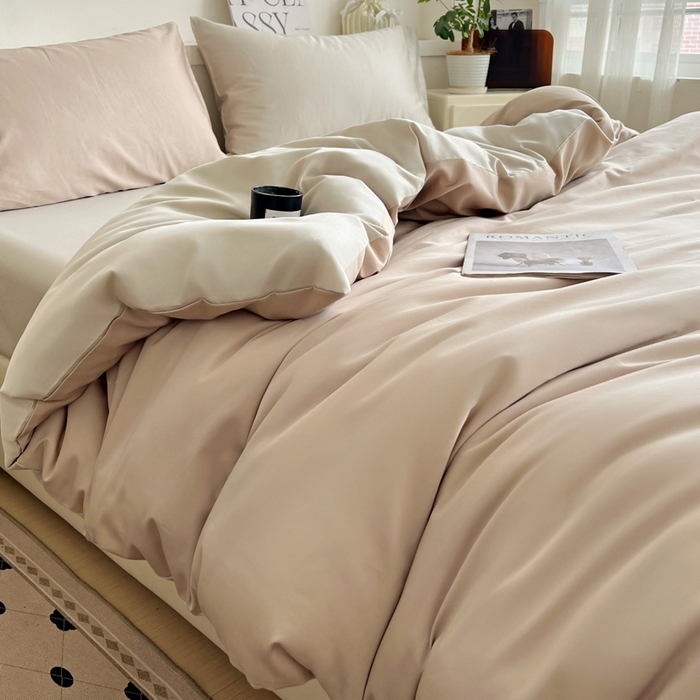 91家纺网 家纺一手货源 找家纺 耀悦家纺 2026春夏新款60支纯棉四件套长绒棉全棉纯棉四件套床单被套枕套 复古咖+古典灰