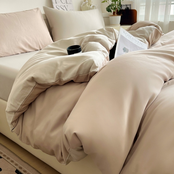 91家纺网 家纺一手货源 找家纺 耀悦家纺 2026春夏新款60支纯棉四件套长绒棉全棉纯棉四件套床单被套枕套 复古咖+古典灰