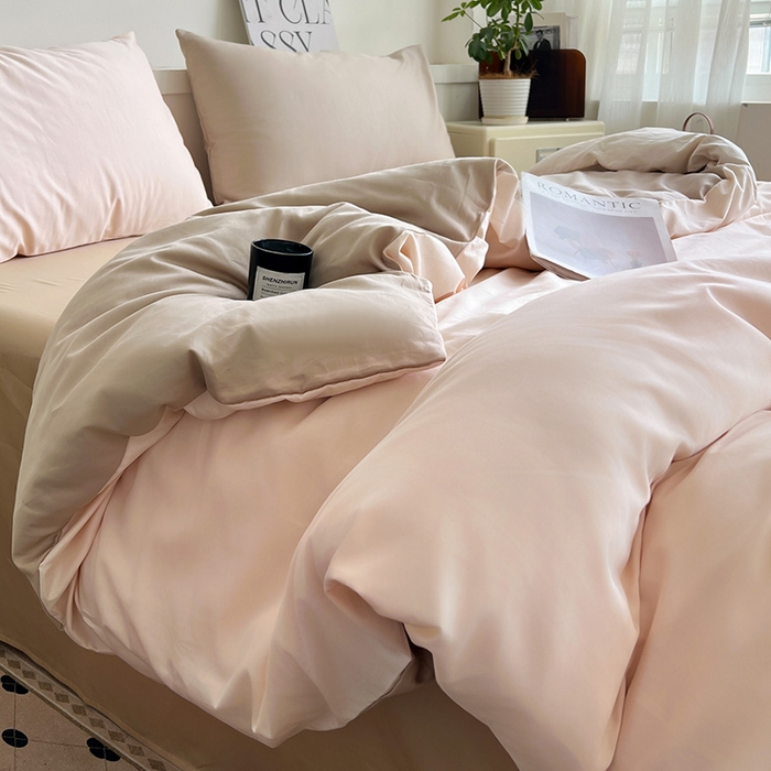 91家纺网 家纺一手货源 找家纺 耀悦家纺 2026春夏新款60支纯棉四件套长绒棉全棉纯棉四件套床单被套枕套 灵动白桃+复古咖