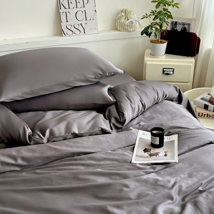 91家纺网 家纺一手货源 找家纺 耀悦家纺 2026春夏新款60支纯棉四件套长绒棉全棉纯棉四件套床单被套枕套 帝都灰