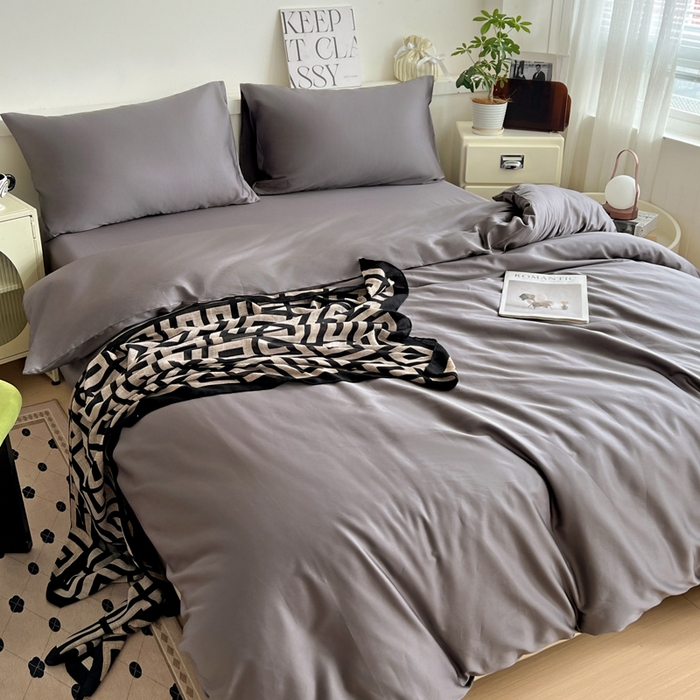 91家纺网 家纺一手货源 找家纺 耀悦家纺 2026春夏新款60支纯棉四件套长绒棉全棉纯棉四件套床单被套枕套 帝都灰