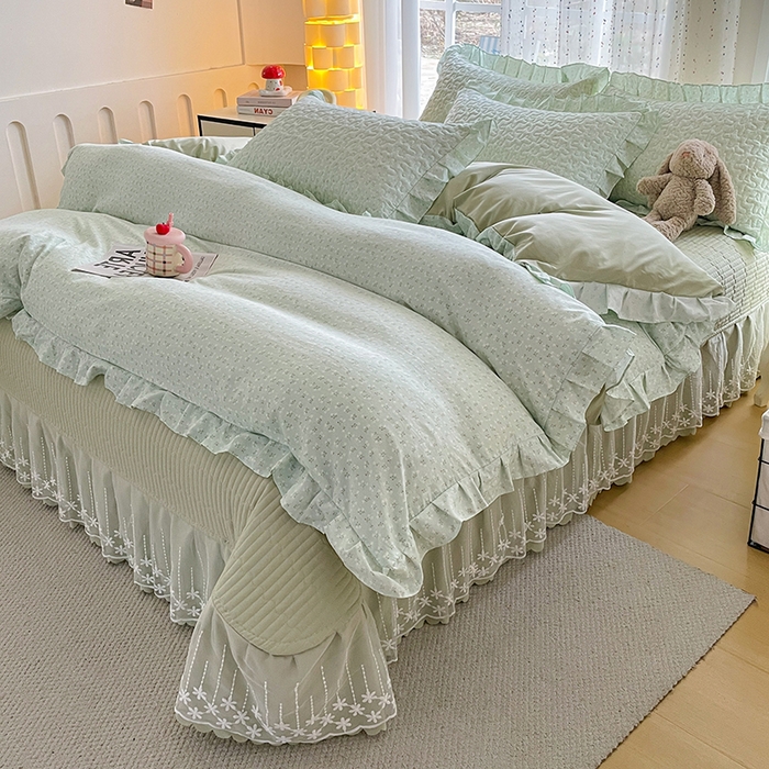 艺慕家纺 2026新款AB版床盖四件套 AB版-薄荷绿