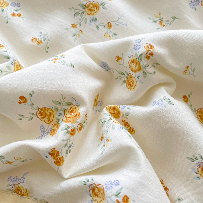 91家纺网 家纺一手货源 找家纺 艺慕家纺 2026新款直播热款古法仿棉AB版水洗棉印花双层蕾丝花边床盖四件套 AB版-春日花语