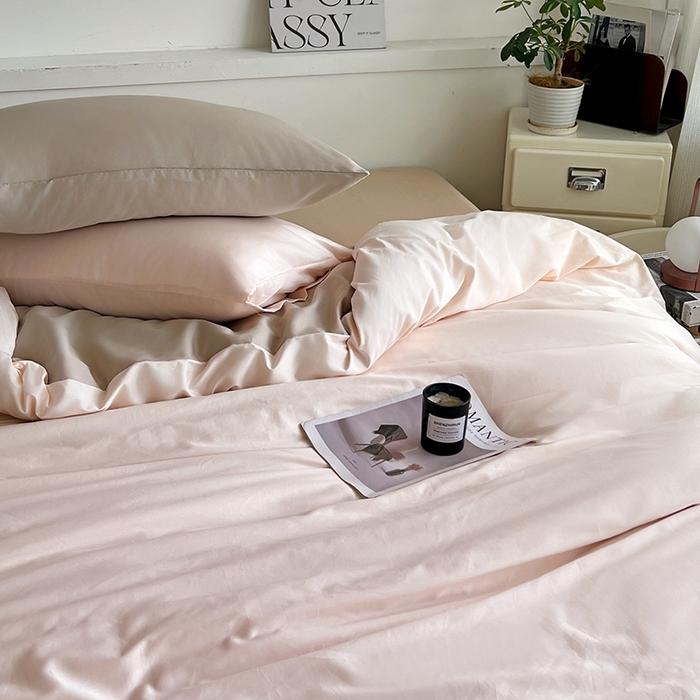 91家纺网 家纺一手货源 找家纺 耀悦家纺 2026春夏新款60支纯棉四件套长绒棉全棉纯棉四件套床单被套枕套 灵动白桃+复古咖