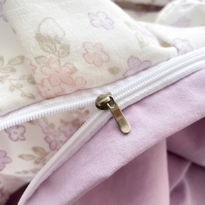 91家纺网 家纺一手货源 找家纺 艺慕家纺 2026新款直播热款古法仿棉AB版水洗棉印花双层蕾丝花边床盖四件套 AB版-丁香花