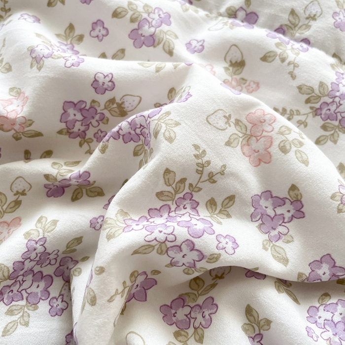 91家纺网 家纺一手货源 找家纺 艺慕家纺 2026新款直播热款古法仿棉AB版水洗棉印花双层蕾丝花边床盖四件套 AB版-丁香花